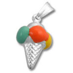 Silver ice cream cone pendant with three scoops
