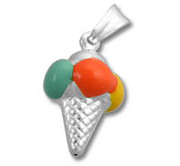 Silver ice cream cone pendant with three scoops