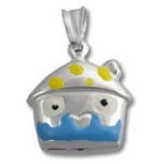 Silver cartoon boat pendant with yellow polka-dots