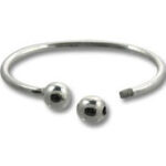 Silver open cuff bracelet with ball ends