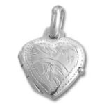 Engraved silver heart locket pendant
