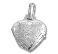 Engraved silver heart locket pendant