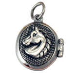 Oval silver locket with dog head