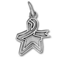 silver star ribbon charm pendant