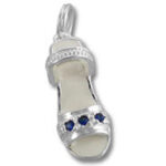 Silver sandal pendant with blue gemstones