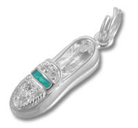 Silver flip-flop pendant with turquoise accent