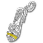 Silver shoe charm with yellow enamel stripe