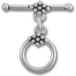 Silver toggle clasp with beaded ring