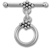 Silver toggle clasp with beaded ring