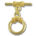 Gold T-bar toggle clasp and ring