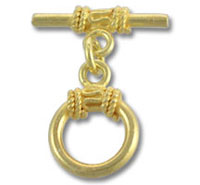 Gold T-bar toggle clasp and ring