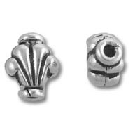 Two silver shell-shaped jewelry beads