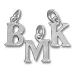 Silver initial letter charms B, M, K