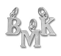 Silver initial letter charms B, M, K