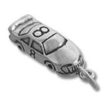silver car charm with number 8