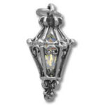Ornate silver lantern pendant with yellow gemstone