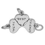 Silver three heart "Best Friends" charm