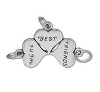 Silver three heart "Best Friends" charm