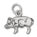 Silver pig charm pendant