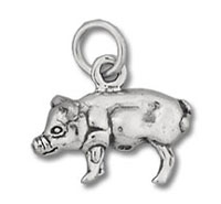 Silver pig charm pendant