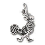 silver rooster charm pendant