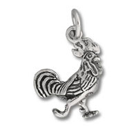 silver rooster charm pendant