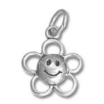 Silver smiling flower charm pendant