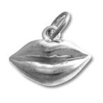 Silver lip-shaped pendant charm