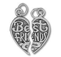 Split Best Friends heart pendant