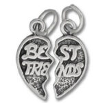 Best friends broken heart necklace charm