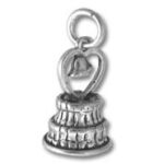 Silver wedding cake charm with heart