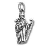 Small silver saint pendant with harp