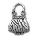 Silver purse charm pendant with zebra stripes
