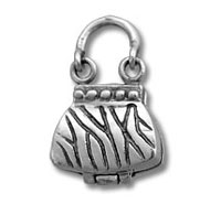 Silver purse charm pendant with zebra stripes