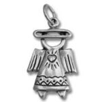 Silver angel pendant charm with heart