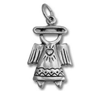 Silver angel pendant charm with heart
