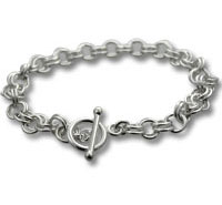 Silver chain bracelet with toggle clasp