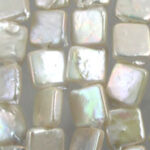 Iridescent square mother-of-pearl mosaic tiles