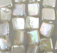 Iridescent square mother-of-pearl mosaic tiles