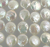 Close-up of iridescent baroque pearls