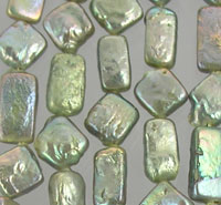 Iridescent rectangular green beads