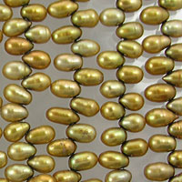 Rows of golden oval freshwater pearls