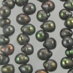 Strands of dark iridescent pearls
