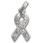Silver ribbon pendant with crystals