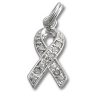 Silver ribbon pendant with crystals