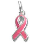Pink breast cancer awareness ribbon charm