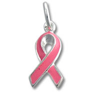 Pink breast cancer awareness ribbon charm