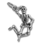 Silver dancing skeleton pendant charm
