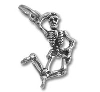 Silver dancing skeleton pendant charm