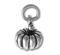 Silver pumpkin charm pendant on jump ring